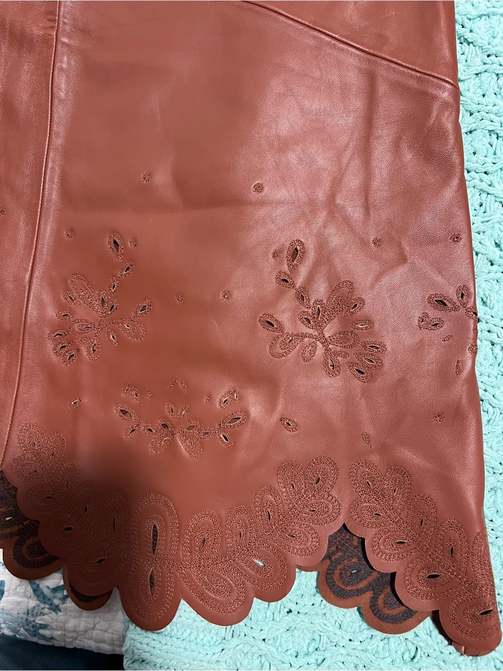 Great Fall look! American Leather Co Scalloped Hem Midi Skirt in Brown - Picture 6 of 14